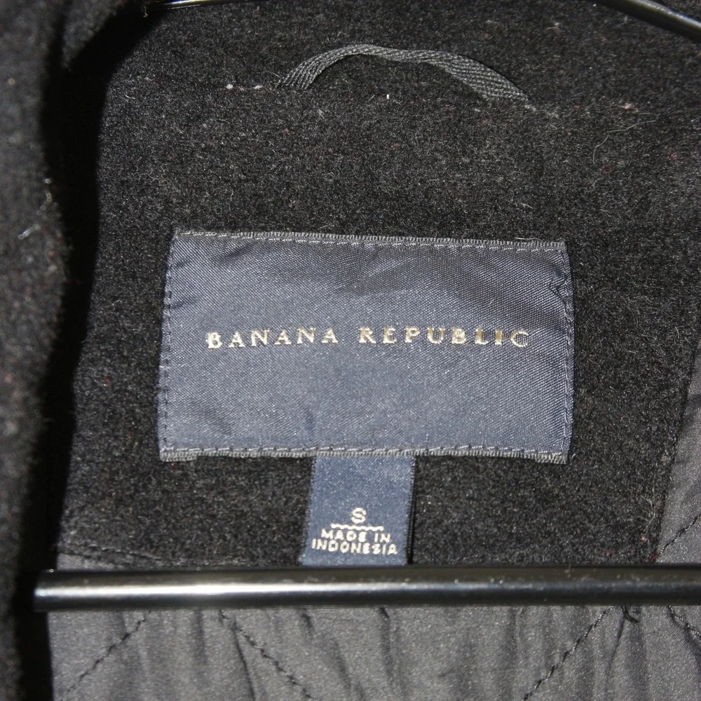 Banana Republic Wool‎ Blend Field Jacket Mens S Black Full Zip Quilted Lining